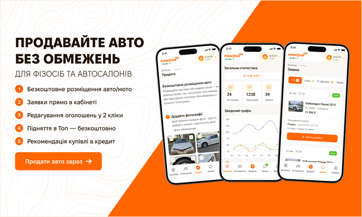 Продавайте авто без обмежень - для фізосіб та автосалонів
