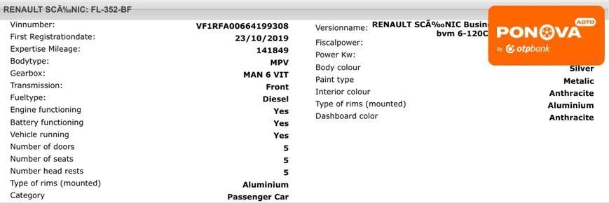 Renault Scenic, 2019 р., Дизель, 142 тис. км, Мінівен, Сірий, Вінниця AT-10421931 фото