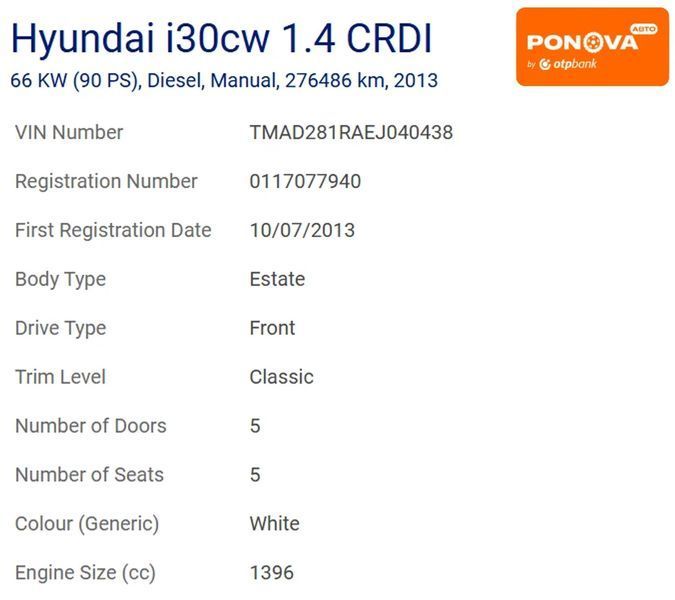 Hyundai i30, 2013 г., Дизель, 276 тыс. км, Универсал, Белый, Винница AT-10424271 фото